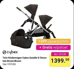 Van Asten BabySuperstore Twin Kinderwagen Cybex Gazelle S Choco- late Brown/Brown aanbieding