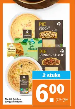 Albert Heijn Alle AH Quiches en pies aanbieding