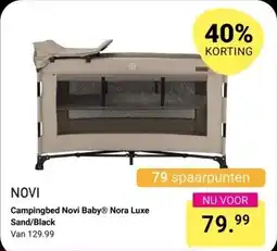 Van Asten BabySuperstore Campingbed Novi Baby Nora Luxe Sand/Black aanbieding
