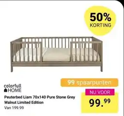 Van Asten BabySuperstore Peuterbed Liam 70x140 Pure Stone Grey Walnut Limited Edition aanbieding