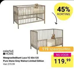 Van Asten BabySuperstore Meegroeiledikant Luca V2 60x120 Pure Stone Grey Walnut Limited Edition aanbieding