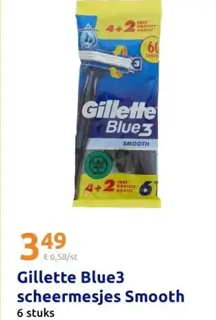 Action Gillette Blue3 scheermesjes Smooth aanbieding
