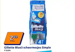 Action Gillette Blue3 scheermesjes Simple aanbieding