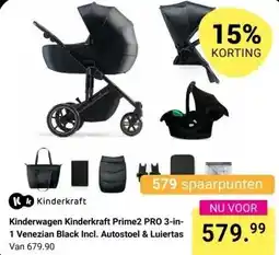Van Asten BabySuperstore Kinderwagen Kinderkraft Prime2 PRO 3-in-1 Venezian Black Incl. Autostoel & Luiertas aanbieding