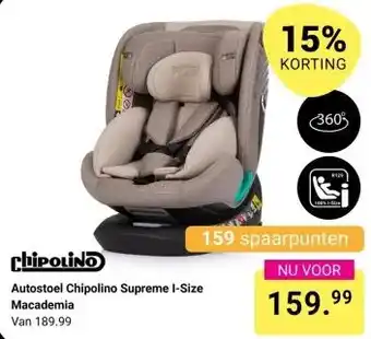 Van Asten BabySuperstore Autostoel Chipolino Supreme I-Size Macademia aanbieding