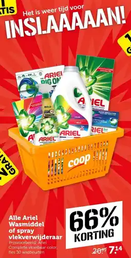 Coop Alle Ariel Wasmiddel of spray vlekverwijderaar aanbieding