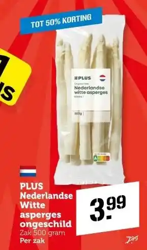 Coop PLUS Nederlandse Witte asperges ongeschild aanbieding