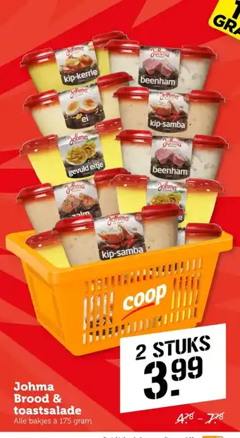 Coop Johma Brood & toastsalade aanbieding