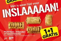 Coop PLUS Kaas, frikandel of kipsatébroodje aanbieding