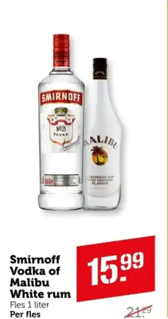 Coop Smirnoff Vodka of Malibu White rum aanbieding