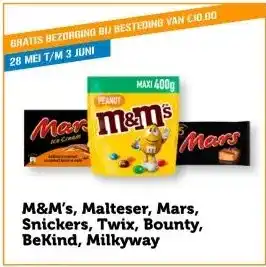 Coop M&M's, Malteser, Mars, Snickers, Twix, Bounty, BeKind, Milkyway aanbieding