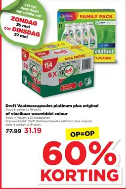 PLUS Dreft Vaatwascapsules platinum plus original of vloeibaar wasmiddel colour aanbieding