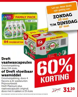Coop Dreft vaatwascapsules of Dreft vloeibaar wasmiddel aanbieding