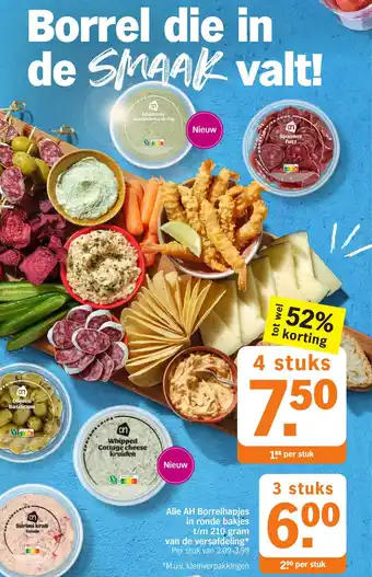 Albert Heijn Alle AH Borrelhapjes in ronde bakjes aanbieding