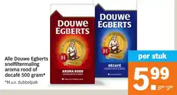Albert Heijn Alle Douwe Egberts snelfiltermaling aroma rood of decafé aanbieding