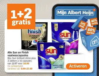 Albert Heijn Alle Sun en Finish vaatwascapsules aanbieding