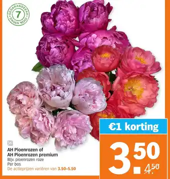 Albert Heijn AH Pioenrozen of AH Pioenrozen premium aanbieding