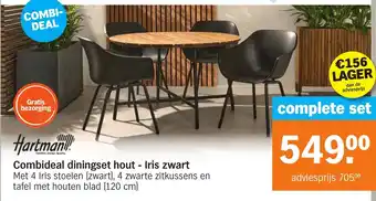 Albert Heijn Combideal diningset hout  Iris zwart aanbieding