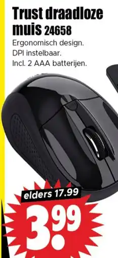 Dirk Trust draadloze muis 24658 aanbieding