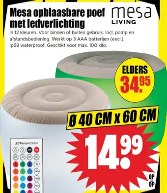 Dirk Mesa opblaasbare met ledverlichting aanbieding