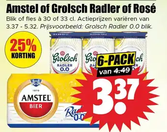 Dirk Amstel of Grolsch Radler of Rosé aanbieding