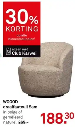 Karwei WOOOD draaifauteuil Sam aanbieding