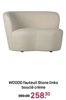 Karwei WOOOD fauteuil Stone links bouclé crème aanbieding