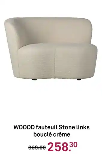 Karwei WOOOD fauteuil Stone links bouclé crème aanbieding