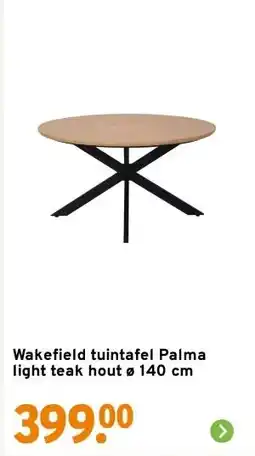 GAMMA Wakefield tuintafel Palma light teak hout ø 140 cm aanbieding