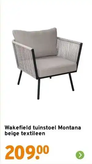 GAMMA Wakefield tuinstoel Montana beige textileen aanbieding