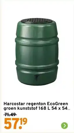 GAMMA Harcostar regenton EcoGreen groen kunststof 168 L 54 x 54 x 79 cm aanbieding
