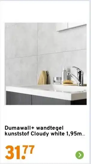 GAMMA Dumawall+ wandtegel kunststof Cloudy white 1,95m² 37,5x65cm 8 stuks aanbieding