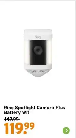 GAMMA Ring Spotlight Camera Plus Battery Wit aanbieding