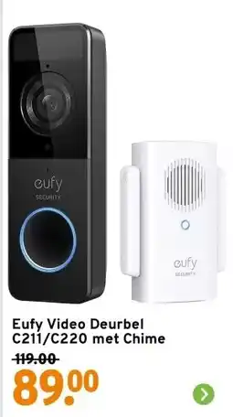 GAMMA Eufy Video Deurbel C211/C220 met Chime aanbieding