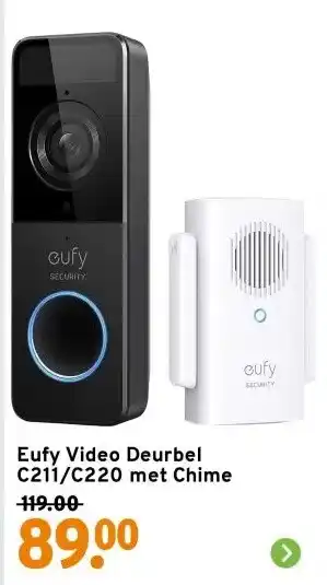 GAMMA Eufy Video Deurbel C211/C220 met Chime aanbieding