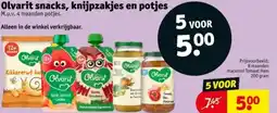 Kruidvat Olvarit snacks, knijpzakjes en potjes aanbieding
