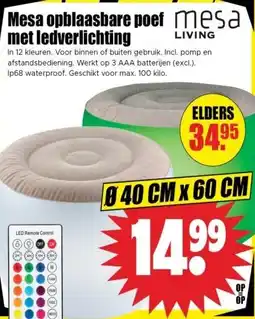 Dirk Mesa opblaasbare poef mesa met ledverlichting aanbieding