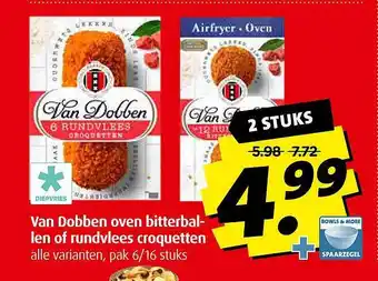 Boni Van Dobben Oven Bitterballen Of Rundvlees Croquetten aanbieding