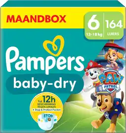 Amazon Pampers Baby-Dry Paw Patrol-editie Maat 6, 164 Luiers, 13kg-18kg aanbieding