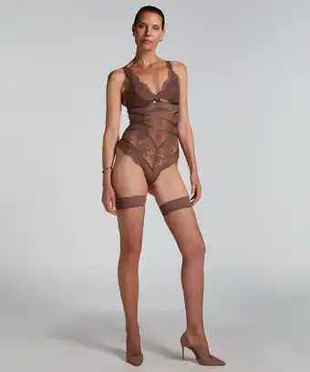 Hunkemoller Hunkemöller Stay-up Fishnet Arabella Bruin aanbieding