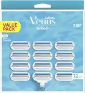 Bol.com Gillette Venus Smooth - Mesjes Met Beschermende Kussentjes - 12 Navulmesjes aanbieding