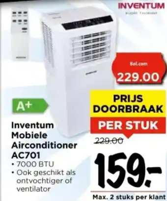 Vomar Voordeelmarkt Inventum Mobiele Airconditioner AC701 aanbieding