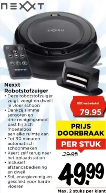 Vomar Voordeelmarkt Nexxt Robotstofzuiger aanbieding