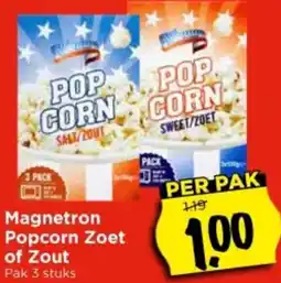 Vomar Voordeelmarkt Magnetron Popcorn Zoet of Zout aanbieding
