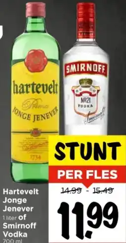 Vomar Voordeelmarkt Hartevelt Jonge Jenever of Smirnoff Vodka aanbieding