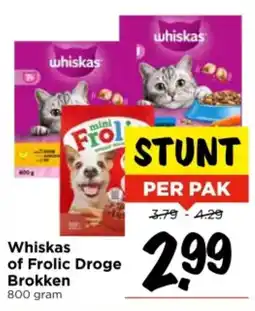 Vomar Voordeelmarkt Whiskas of Frolic Droge Brokken aanbieding