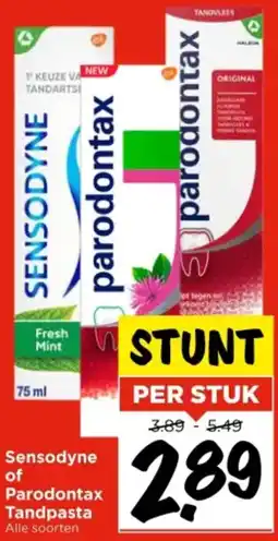 Vomar Voordeelmarkt Sensodyne of Parodontax Tandpasta aanbieding