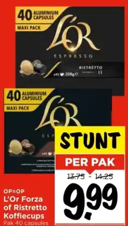 Vomar Voordeelmarkt L'Or Forza of Ristretto Koffiecups aanbieding