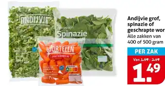 Hoogvliet Andijvie grof, spinazie of geschrapte wortel aanbieding