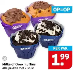 Hoogvliet Milka of Oreo muffins aanbieding